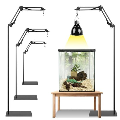 BETAZOOER 360° Adjustable Reptile Lamp Stand | Heavy Duty Metal Heat Lamp Holder (12-54in) for Bearded Dragons, Snake Tanks | 180° Foldable & Anti-Slip Base - size: Extra Large(Pack of 1)