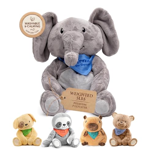 Lilly's Love Weighted Stuffed Animals for Adults & Kids — 5lb Calming Elephant Plush for Anxiety, ADHD & Sensory | Machine Washable Weighted Stuffed Animal w/Removable Insert | Ernie The Elephant - color: Elephant