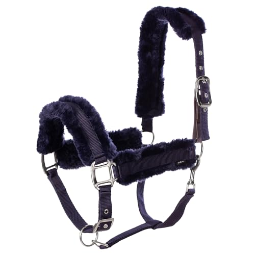 Equinavia Valkyrie Ultra Fleece Soft Padded Horse Halter Breakaway | Adjustable Break Away Halter for Horses, Nylon Webbing Design, Soft Breakaway Halters for Horses, Safety Release for Handling - color: Navy/Navy, size: Horse