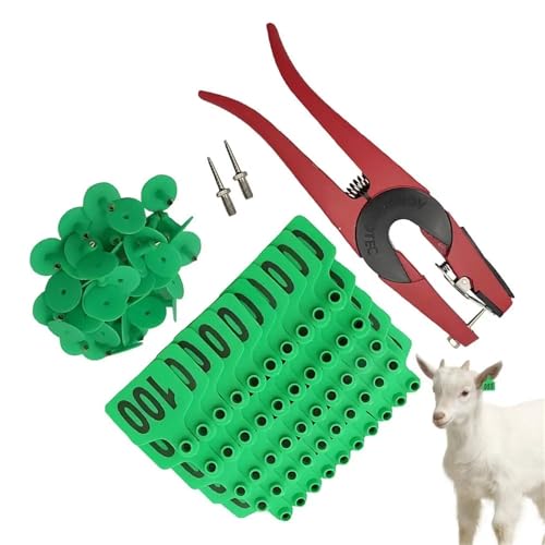 Cattle Ear Tags 100pcs Cow Ear Tags Pasture Livestock Labels 001-100 Numbered with Applicator for Wildlife Tracking Beef Cattle Breeding for Animals(Green) - color: Green