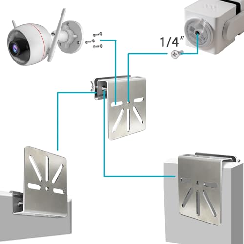 WiTi Gutter Mount Stainless Steel Bracket for Eufy Security SoloCam S340, Solar Security Camera Holder Anti-Rust Screws, No Drill Installation Compatible with IP PTZ Dome Cameras Outdoor