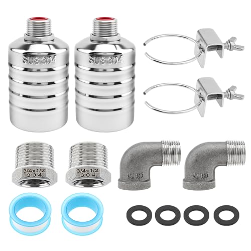 2pcs 1/2 inch Water Float Valve, 304 Stainless Steel Automatic Water Level Control Float Valve 1/2in to 3/4in Auto Shut Off for Fish Tank Swimming Pool Livestock Trough - style: Style 2