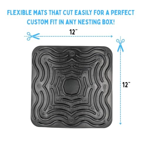 Reusable Silicone Chicken Nesting Box Pads 12x12 in – Washable Coop Liners, Cushioned Anti-Roll Egg Mats, Easy Clean, Cut-to-Fit, Long-Lasting 10-Pack - size: 10 Pack
