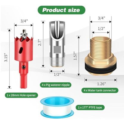 Stainless Steel Pig Water Nipple 1/2 Thread Automatic Pig Nipple Drinker Feeder Waterer for Pigs Livestock Brass 4pcs - color: Brass, size: 4pcs