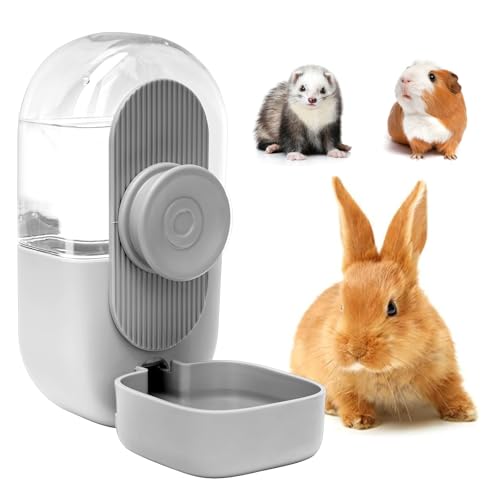 Kenond 28oz Hanging Automatic Rabbit Water Bottle, Guinea Pig Water Bottle No Drip, Gravity Water Dispenser for Cage, Suitable for Guinea Pig, Bunny, Hamsters and Other Small Animals(Gray) - color: Gray