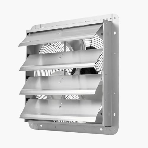 VEVOR 18'' Exhaust Fan, Wall Mounted Attic Fan with Variable Speed, 2200 CFM, Automatic Shutter, Ventilation and Cooling, Silver, Fan Only - size: 18 Inch