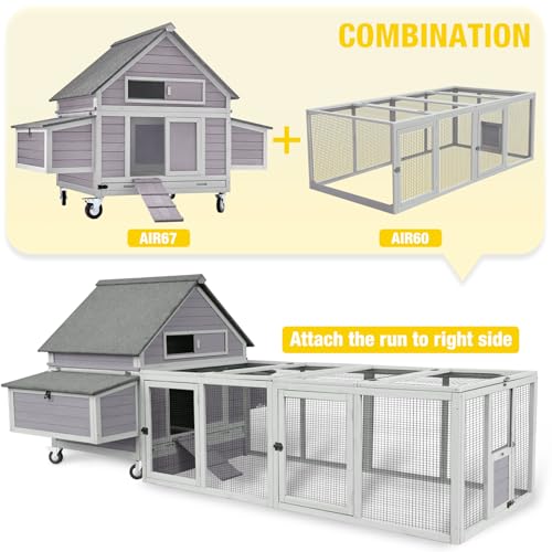 Aivituvin Chicken Coop Extension Run Outdoor 20.73 ft² Large Coop Enclosure Chicken Tunnels for 4-6 Chickens, Ducks and Small Animals