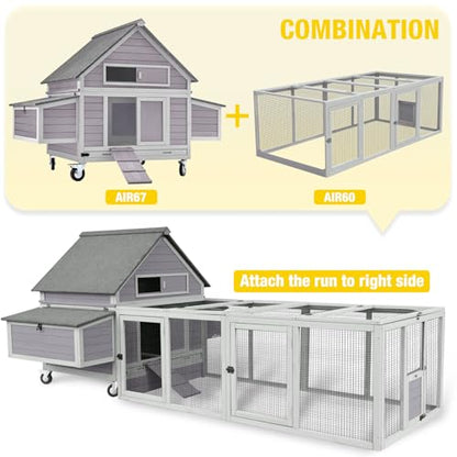 Aivituvin Chicken Coop Extension Run Outdoor 20.73 ft² Large Coop Enclosure Chicken Tunnels for 4-6 Chickens, Ducks and Small Animals