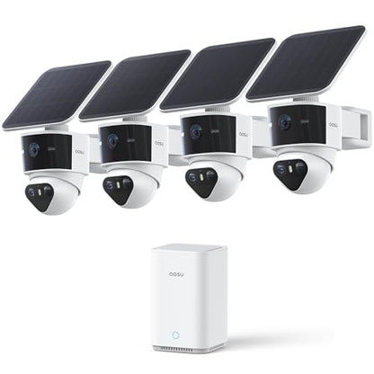 aosu T2 Pro Solar Security Cameras Wireless Outdoor, 4 Cam Kit, 3K Dual Cam No Blind Spot Security Camera for Home, 170° Wide + 360° PTZ, AI Tracking, 8X Zoom, Expandable 1TB Local Storage - style: 4-Cam-Kit