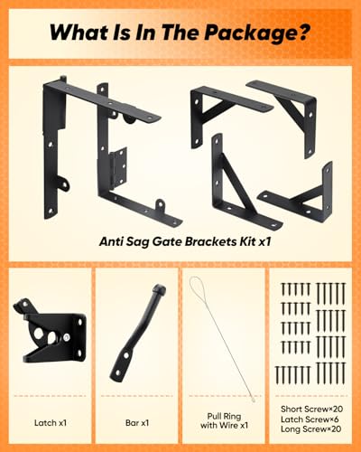 Saker Heavy Duty Gate Brace Kit, Anti-Sag Gate Hardware, Corner Brace for Wooden Fences, Driveways, Doors, Windows (1, Black)