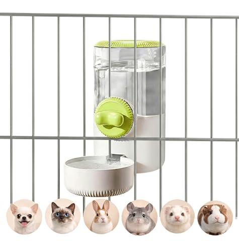 34oz Hanging Gravity Auto-Refill Water Bowl for Small Animal Cage | Visible Water Level, Keeps Floor Space Clear, Secure Cage-Mounted Placement, Detachable for Routine Cleaning - color: Light Green