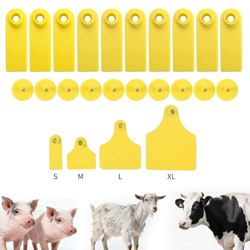 500pcs Farm Animal Ear Tags Numbered 001-500 Livestock Identification for Cattle Cows Hogs Pigs Sheep Goats (500, Small-Yellow) - color: Small-yellow