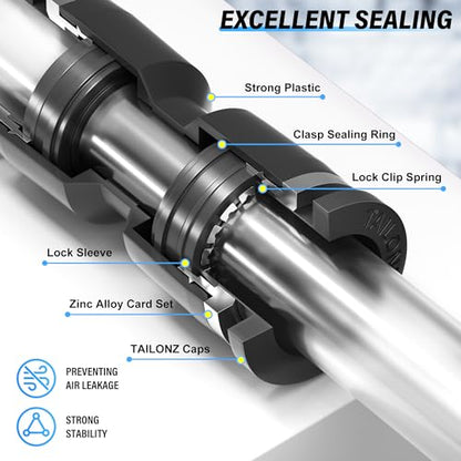 TAILONZ PNEUMATIC Black 1/4 Inch od Push to Connect Fittings Pneumatic Fittings Kit 10 Spliters+10 Elbows+10 tee+10 Straight (40 pcs) - color: Black, size: 1/4"OD/40PCS