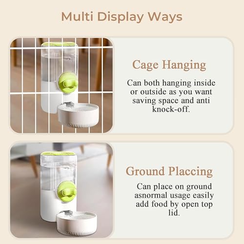 34oz Hanging Gravity Auto-Refill Water Bowl for Small Animal Cage | Visible Water Level, Keeps Floor Space Clear, Secure Cage-Mounted Placement, Detachable for Routine Cleaning - color: Light Green