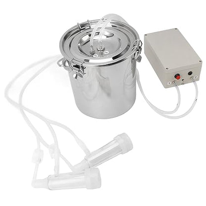 Goat Milking Machine Electric Suction Pulsation Vacuum Portable Milker Pump Stainless Steel with Food Grade Silicone Hose for Farm and Home Use (5L) - size: 5L