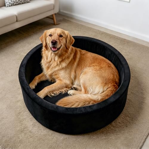 39 Inch Round Dog Bed Ball Pit, Indoor Playpen for Cats and Small Dogs, Dual Use Pet Play and Rest Area, Black (Balls Not Included) - color: Black