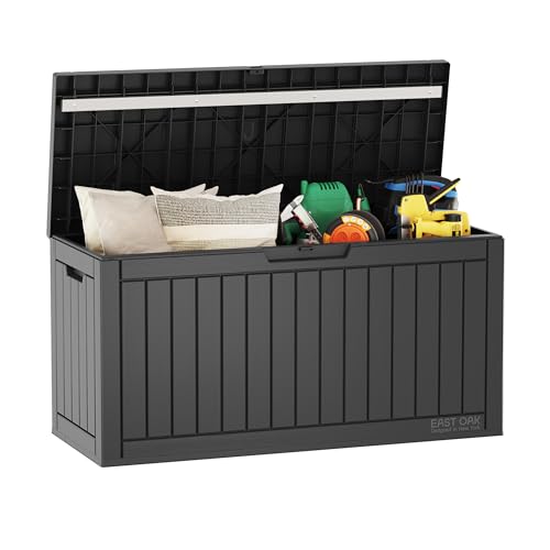 EAST OAK Outdoor Storage Box, 60 Gallon Deck Box Indoor and Outdoor Use, Black - color: Black, size: 60 Gallon