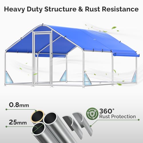 Sino Luban Metal Chicken Coop Run 11.8x8.9ft with Heavy Duty Hardware Cloth, Large Chicken Runs for Yard with Waterproof Cover, Outdoor Chicken Pen Enclosure, Walk-in Poultry Cage with Support Brace - size: 11.8x8.9 FT - Hardware Cloth