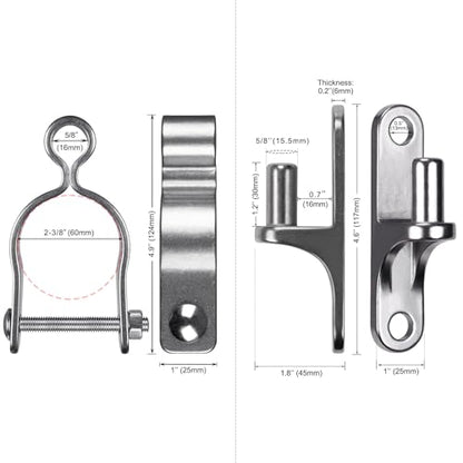 Insaga 2Pack Heavy Duty Wall Mount Gate Hinges, 304 Stainless Steel Chain Link Fence Gate Hinges for Farm, 2-3/8" Pipe Gate Hinge with 5/8" Pin, T-Post Gate Hinge Kit for Wooden & Metal Fence - size: 2-3/8''-2Pack
