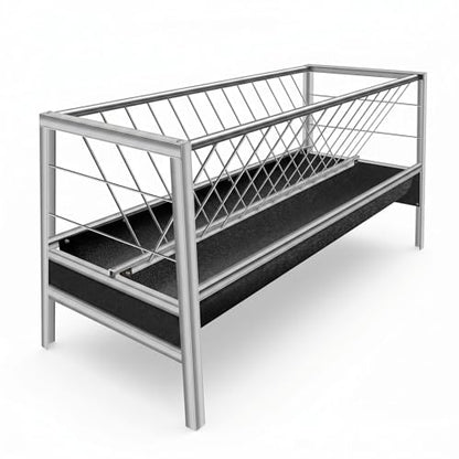 Anti-Waste 77 Gallon Hay Feeder, Premium Stainless Steel Feeder with Rubber Base Trough, Heavy Duty Farm Equipment for Goats, Sheep, Calves and Horses Daily Feeding