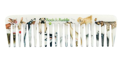 Rock & Ruddle Wide Tooth Comb | Perfect for Detangling Wet Hair and Applying Hair Color - Darling Dogs - color: Darling Dogs