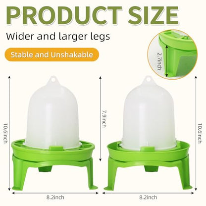 Chicken Feeder and Waterer Set, 3 Adjustable High-Legged Chassis | 1.5L Waterer and 1.5kg Feeder leak proof, Baby Chick Starter Kit Easy to Disassemble, for Ducks/Quail