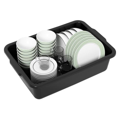 Xyskin 4 Pack 23 L Commercial Bus Tubs, Large Rectangle Dish Tub, Restaurant Bus Pans, Black - size: 23L-4 Packs