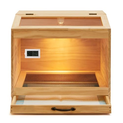 Brooder Box for Chicks with Heat Lamp Kit & Thermometer - Wooden Chicken Brooder for 12 Chicks Indoor/Outdoor - Baby Chicken Cage for Ducks, Quails, Hamsters, Lizards
