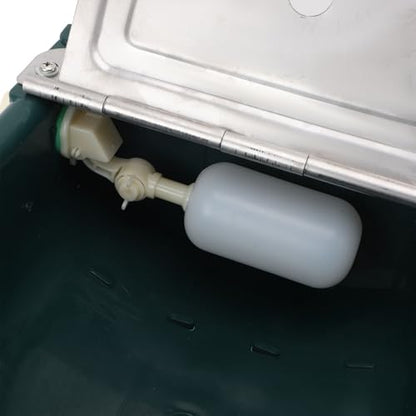 Livestock Water Bowl Trough Drinking Dispenser Farm Feeder Plastic with Iron Lid Float Ball Green for Cattle Sheep Horse
