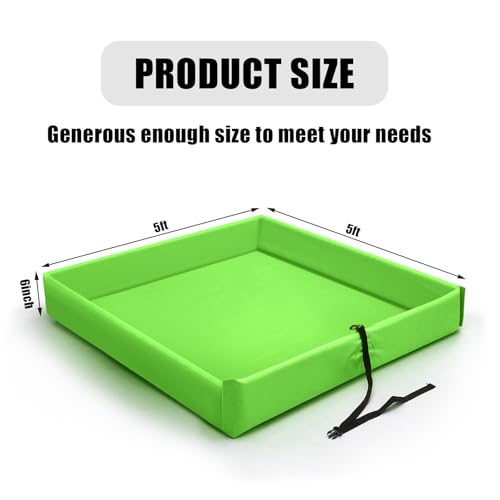 Wettarn 1 Pcs Folding Duck Pond 5' x 5' Portable Spill Containment Berm Wall Containment Berm (Green) - color: Green, size: 5*5ft