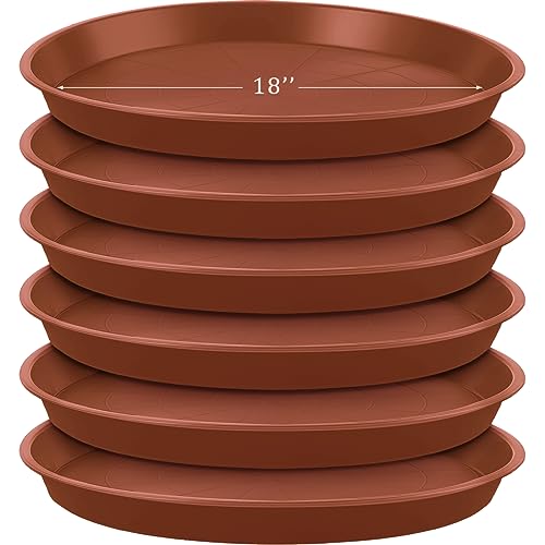 Eccliy 6 Pack Plastic Plant Saucer Heavy Duty Planter Saucers Large Plant Pot Saucers Plastic Water Trays for Indoors and Outdoors Flower Plant Plant Drip (Terracotta,18 Inch) - color: Terracotta, size: 18 Inch