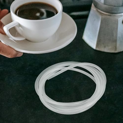 Mikikit 1set Clear Silicone Milk Hose with Brush for Coffee Machine Milk Pipe Replacement Easy Install Food-grade for Automatic Espresso Machines