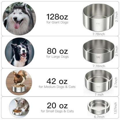 1Gallon Double Layer 304 Stainless Steel Dog Bowl - Insulated & Durable | Non-Slip Base | Easy to Clean | BPA-Free Safe Dog Water Bowl[128oz for Large Giant Breeds] - color: 3.8L