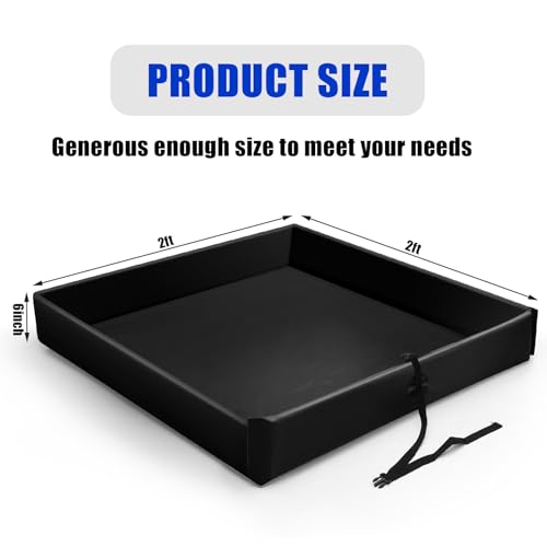 Wettarn 1 Pcs Folding Duck Pond 2' x 2' Portable Spill Containment Berm Wall Containment Berm (Black) - color: Black, size: 2*2ft