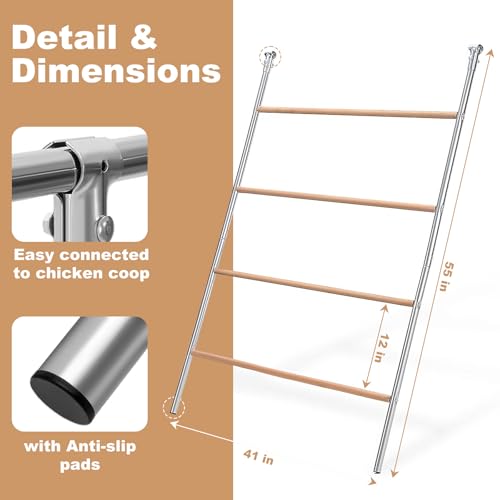 Chicken Perch for Coop, 41" W x 55" L, Chicken Roosting Bars, Toys Roost Ladder for Backyard Poultry, Funny Chicken Coop Accessories - size: 41.5"L x 1.5"W x 56.0"H, style: Perch Only