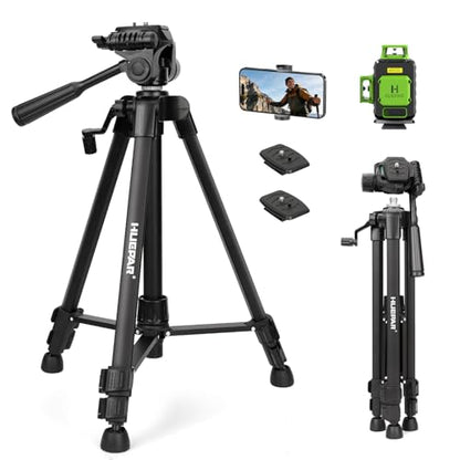 Laser Level Tripod, Huepar 47” Tripod for Cross Line Laser Distance Measures, Phone and Camera, Aluminum Professional Tripod Stand with 1/4" Thread Mount, Carry Bag and Phone Holder, ET11 - size: 47 inch
