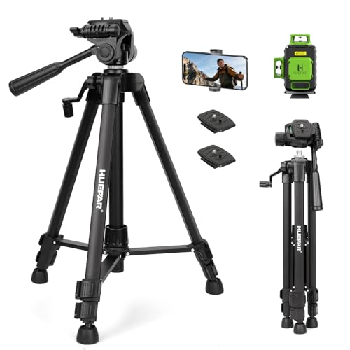 Laser Level Tripod, Huepar 47” Tripod for Cross Line Laser Distance Measures, Phone and Camera, Aluminum Professional Tripod Stand with 1/4" Thread Mount, Carry Bag and Phone Holder, ET11 - size: 47 inch