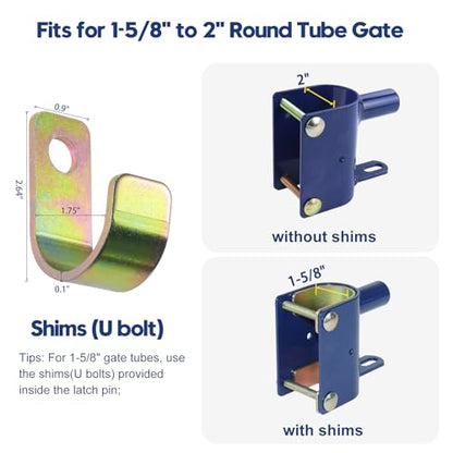 2 Pack S16100100 Two Way Lockable Gate Latch(Large Size Version: 4.1" L x 7.8" H) with 4-Digit Combination Lock for Metal Gates with 1-5/8" to 2" Diameter Tubes, Blue - color: 2x S16100100(Large Size Version 4.1"x 7.8")