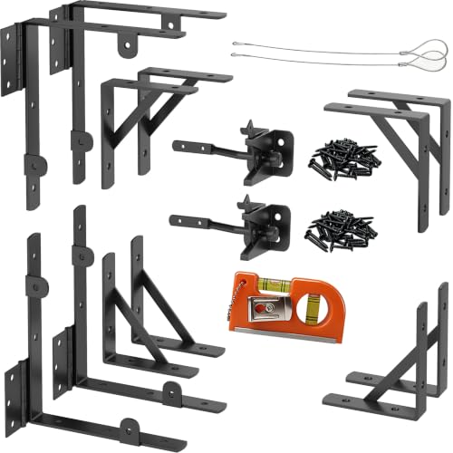 Anti Sag Wooden Gate Hardware Kit, Corner Bracket Frame Brace for Wood Gate with Self-Lock Latch, Heavy Duty for Outdoor Deck Fence Porch Shed Driveway Yard Garden Outside Pool Farm, 2-Pack