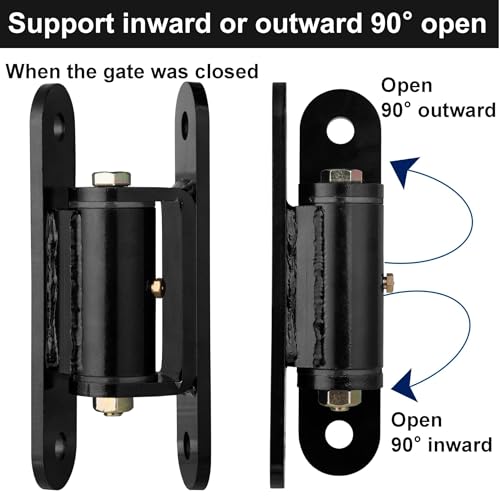 7" Heavy Duty Gate Hinges,1100Lbs Max Load,Thickened Solid Steel | 90°Inward/Outward Swivel, Lubricable Roller Bearings,Bolt&Weld on Driveway Gates, Large Metal, Wooden Gates& Farm Gates