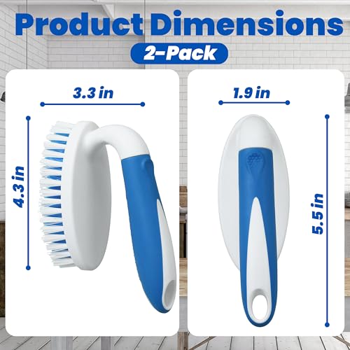 Scrub Brush, 2 Pack Household Cleaning Brushes with Stiff Bristles, Scrubbing Brush for Carpet, Shower, Bathtub, Kitchen, Pool Tile, Bathroom Scrubber, Small - size: Small