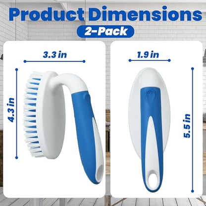 Scrub Brush, 2 Pack Household Cleaning Brushes with Stiff Bristles, Scrubbing Brush for Carpet, Shower, Bathtub, Kitchen, Pool Tile, Bathroom Scrubber, Small - size: Small