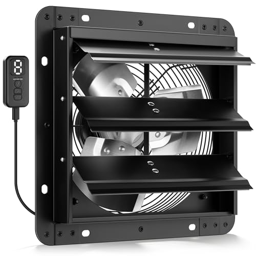 VIVOHOME 10" Shutter Exhaust Fan with EC Motor – 900 CFM, Variable Speed, Timer, Wall-Mounted for Attic, Garage, Greenhouse, Chicken Coop, Barn Ventilation - size: 10"