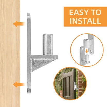 2 Set Heavy Duty Gate Hinges, Wall Mount Gate Hinges 5/8'' Pin Fence Post Hinge Set for Wooden or Concrete Fence Gate (Silver, Screws Included) - color: Silver-2 Pairs