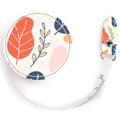 Retractable Mini Tape Measure, Auto-Retract, Premium Leather Tape Measure, Dual-Sided Ruler, Ideal for Fabric Cutting, Body Measurements, and Handicrafts (Bohemian Leaves) - color: Bohemian Leaves