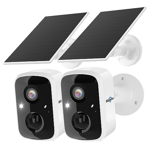 Hiseeu Solar Security Cameras Wireless Outdoor 2 Pack, Battery Powered 3K 4MP wifi Cameras for Home Surveillance, PIR/AI Motion Detection, Waterproof, Color Night Vision, 2-Way Audio, Cloud/SD Storage - color: 2C90-White