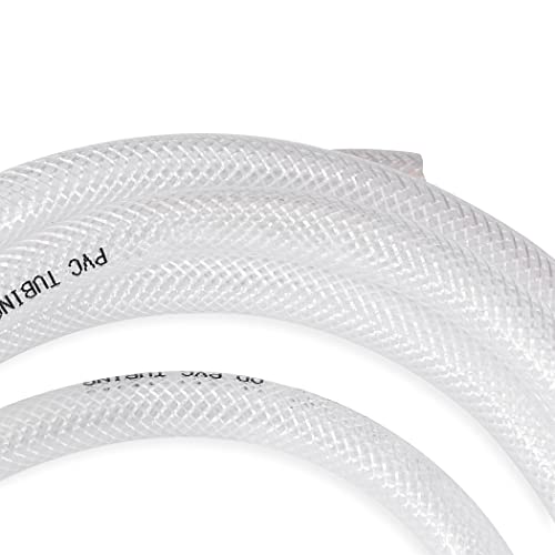 DAVCO 3/4" ID × 50 ft Clear Braided Plastic Vinyl Tubing Flexible High Pressure Reinforced PVC Hose - size: 3/4"ID, style: 50 Feet