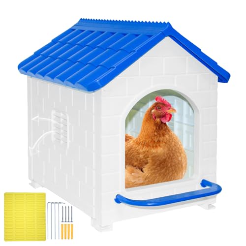 Chicken Nesting Box, Waterproof Plastic Chicken Coop with Washable Nesting Pad, Nesting Box for Hens, Ducks, Rabbits and Poultry - color: Blue