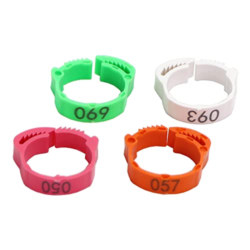 100 Pieces Chicken Foot Rings Identification Leg Bands Numbered Clip Rings Adjustable Reusable Ankle Markers Suitable for Farm Birds, Red - color: Red