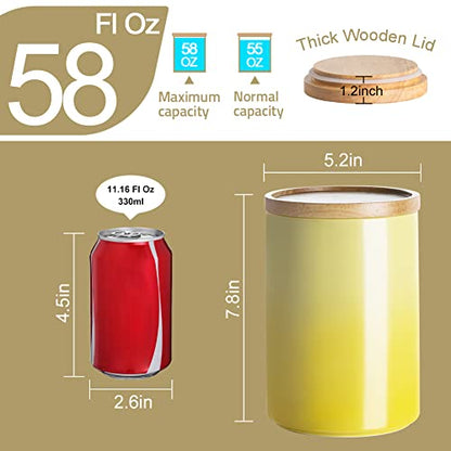Sweejar Ceramic Food Storage Jar, Stackable Kitchen Canisters, Containers with Airtight Seal Wooden Lid for Serving Coffee Bean, Flour, Tea, Cookies, Spice and More - 58 Fl Oz (Gradient Purple) - color: Gradient Purple, style: 58 Fl Oz (5.2"x7.8")